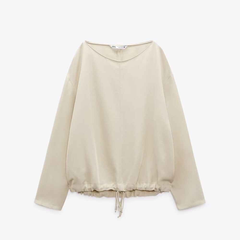 ZARA FLOWING SATIN BLOUSE BEIGE SIZE S| 9479/055